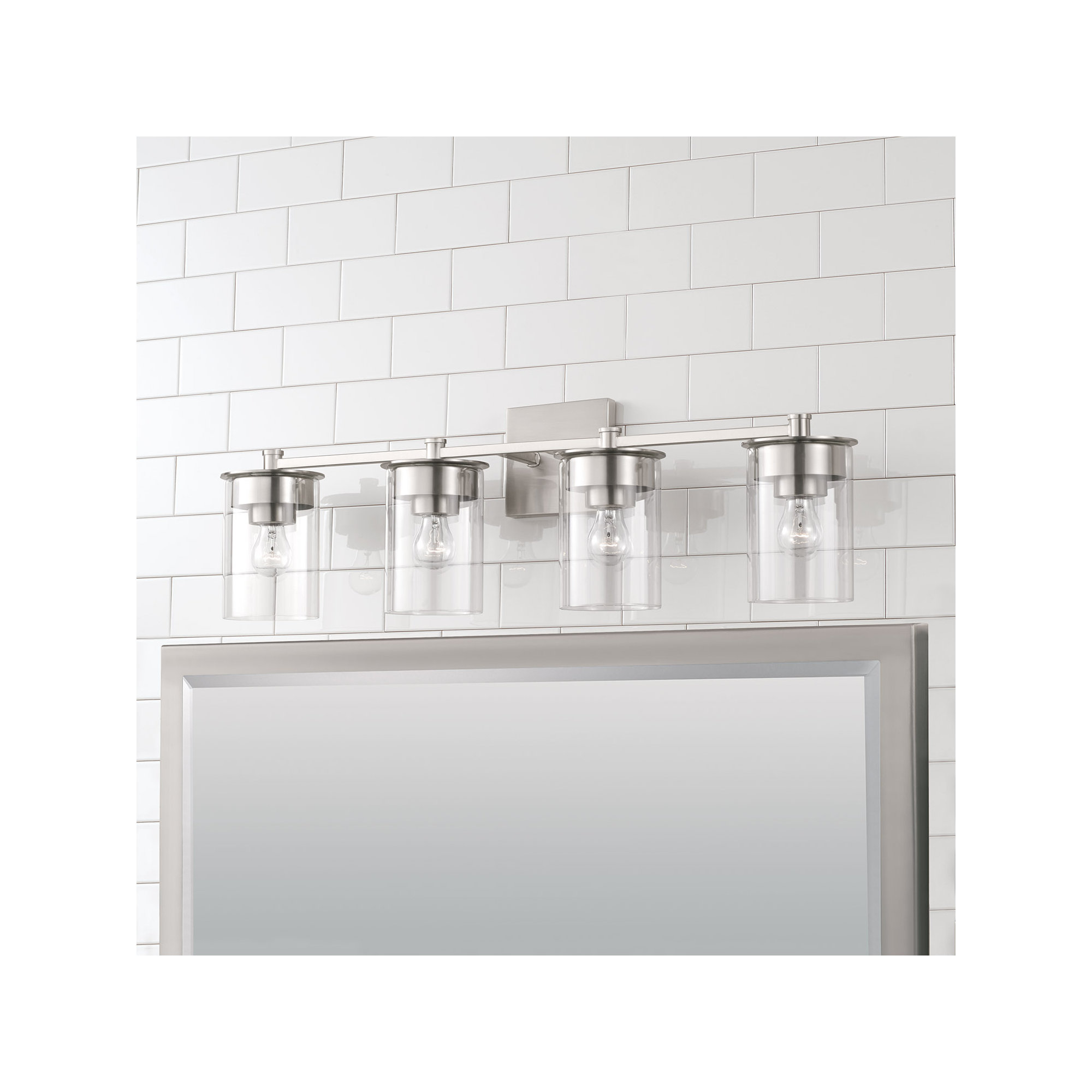 Elstone 4 Light Transparent Dimmable Vanity Light, Brushed Nickel