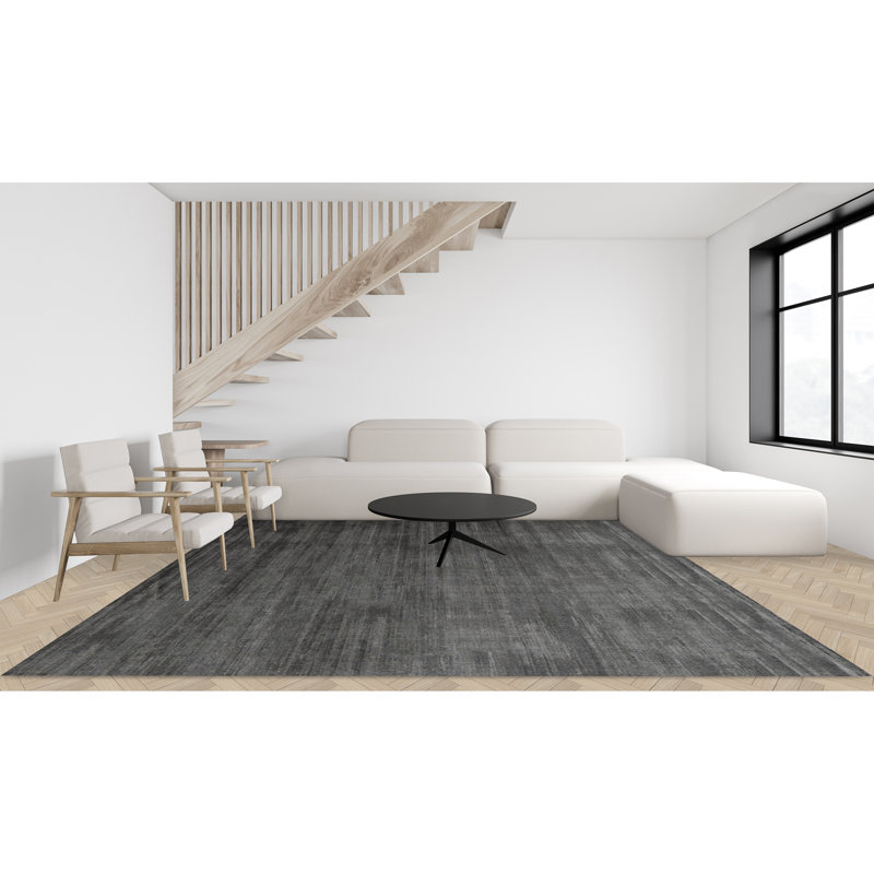 Cotton Area Rug in Gray, Rectangle 7'9" x 9'9"