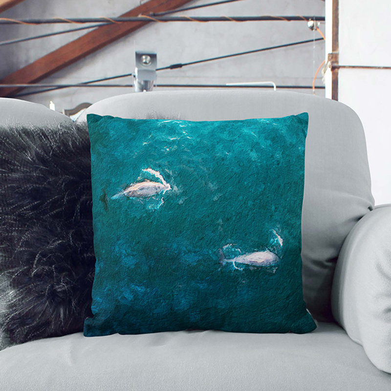Dolphins Heading North Square Throw Cushion, 55cm H x 55cm W x 20cm D