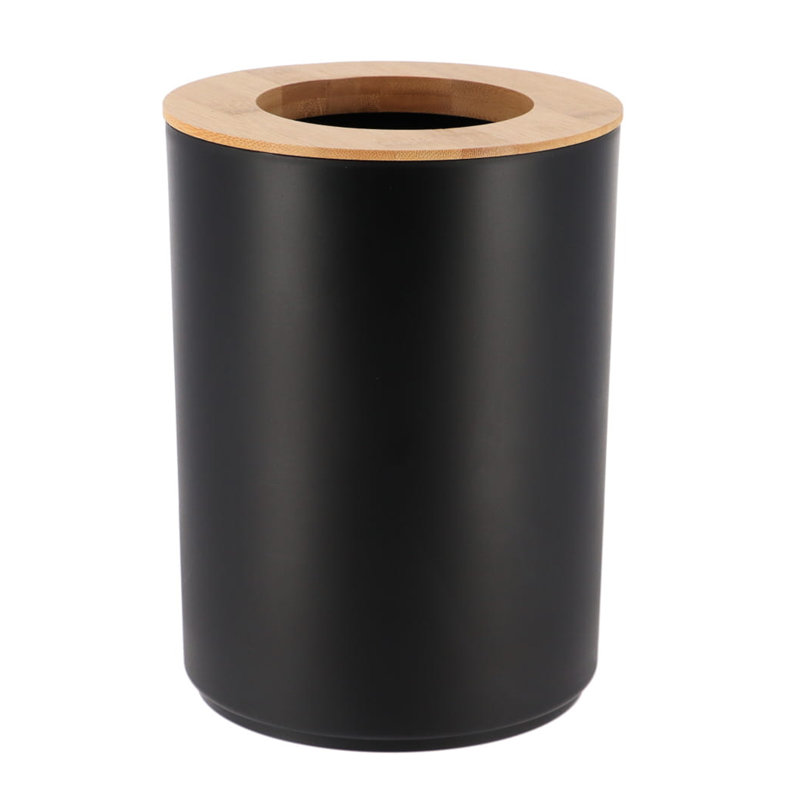 Corbeille à déchets en bambou PADANG 1,3 gallon - 5 litres, Noir / brun