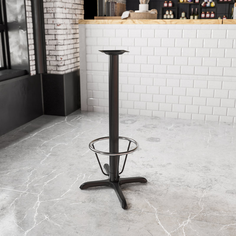 Table de restaurant 22 po x 22 po avec base en X et colonne de 3 po de hauteur, 42" H x 22" L x 30" D