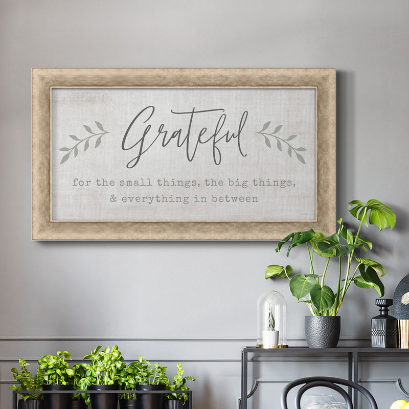 " Grateful For Everything ", Gray, 25" H x 45" W x 1.25" D
