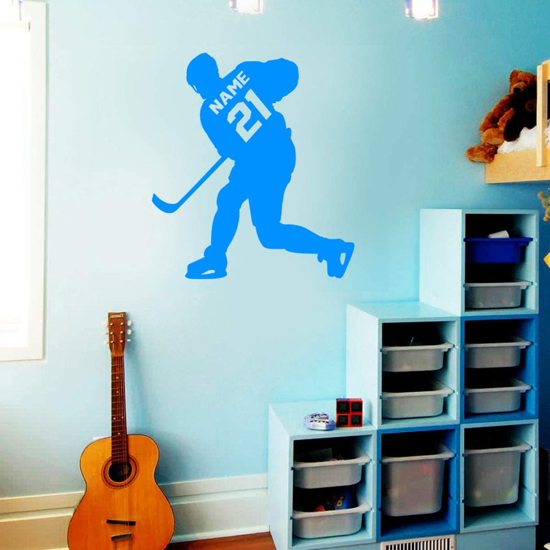 Adhésif décoratif hockey, H 25 po x l 23 po, Bleu ciel, Oui