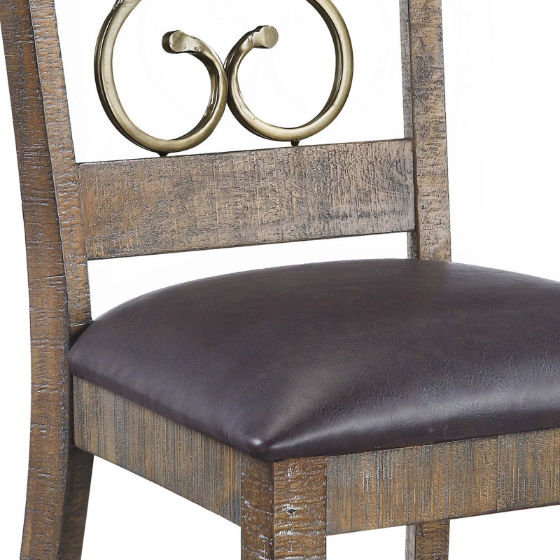 Chaise d'appoint en cuir synthétique noir et cerisier vieilli Raphaela, ensemble de 2