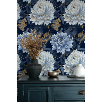 Papier peint floral bleu élégant Elegant