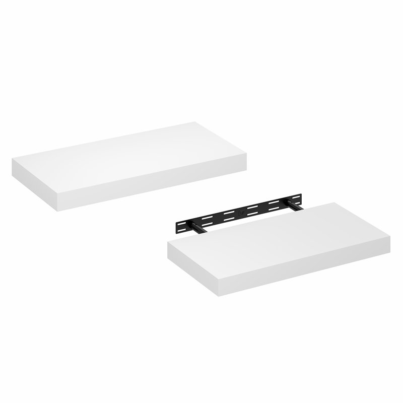 Floating Shelves for Wall Set of 2, 12 x 24 Wall Shelf, Wall Mounted Floating Shelf with Invisible Bracket, 2-in Thick Shelf, for Bathroom, Living Room, Bedroom, Home Office, White
