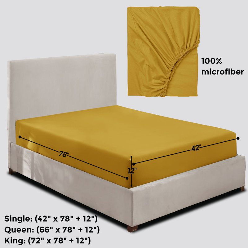 Javiyon Flannel Brushed Fitted Sheet, King, Ochre