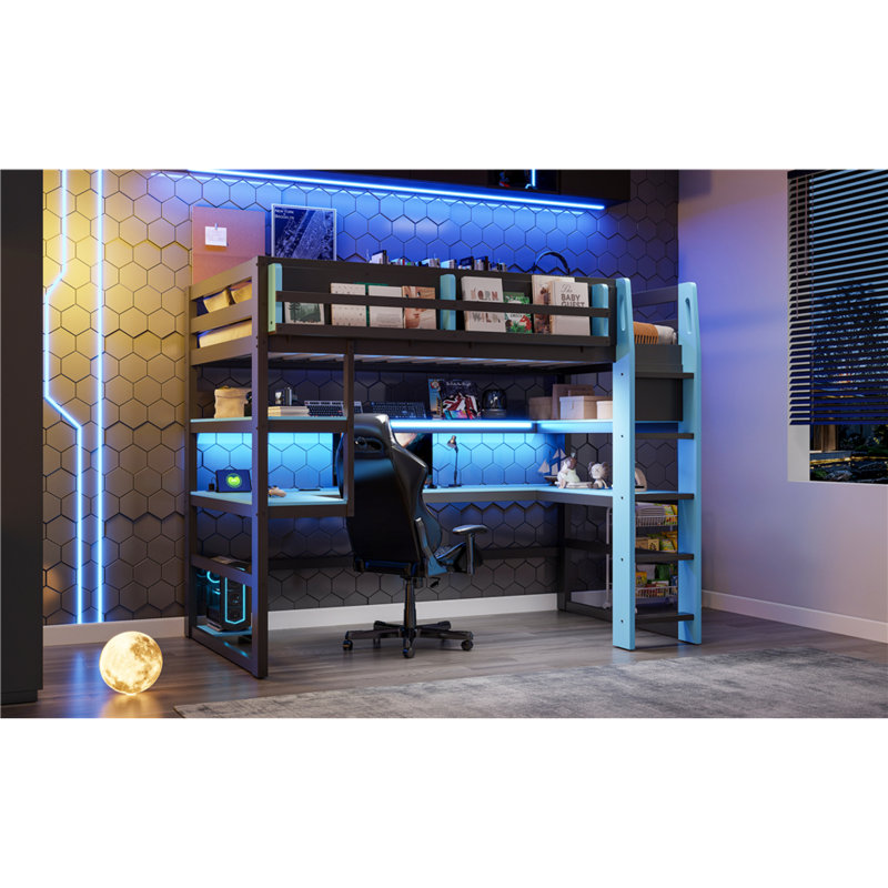 Lit mezzanine simple en bois peu encombrant avec rangement multifonctionnel et caractéristiques techniques pour les jeux modernes