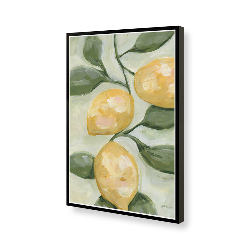 «Lemons on a Branch» par Yvette St. Amant, reproduction d'art, H 24 po x l 18 po, Noir