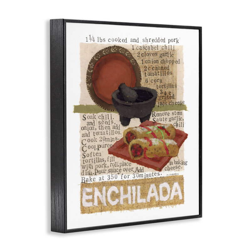 Recette mexicaine «Enchilada» par Nancy Overton, Giclée encadrée noir minuit, H 14 po x l 11 po