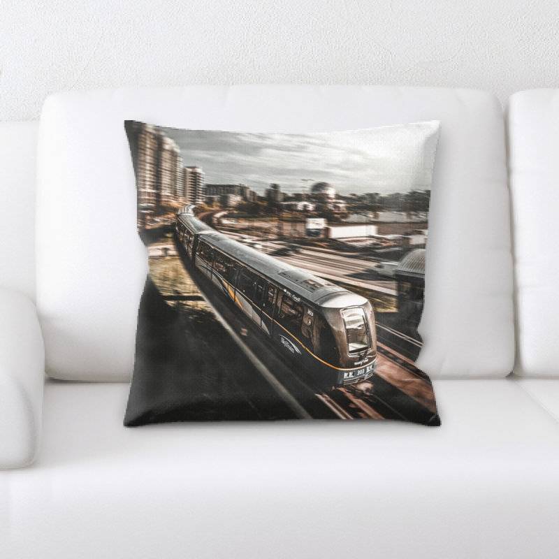 Train Microsuede Reversible Throw Pillow
