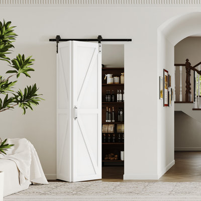 Modern K-Shape Manufacture Wood Bifold Barn Door With Hardware Included