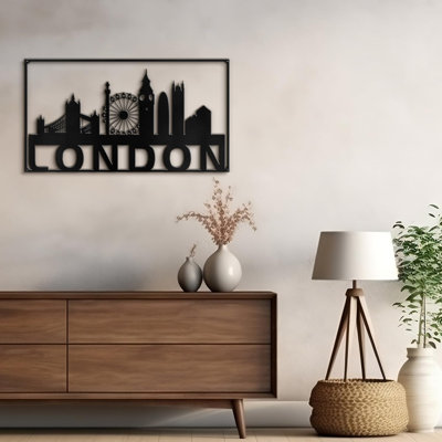 London London Skyline with Famous Repères Décoration murale abstraite moderne décoration murale en métal