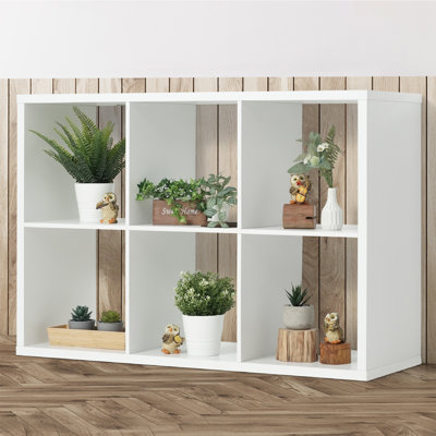 Étagère de rangement à 6 cubes avec bord extérieur très épais, cloison de rangement ouverte de 13 pouces, chêne naturel