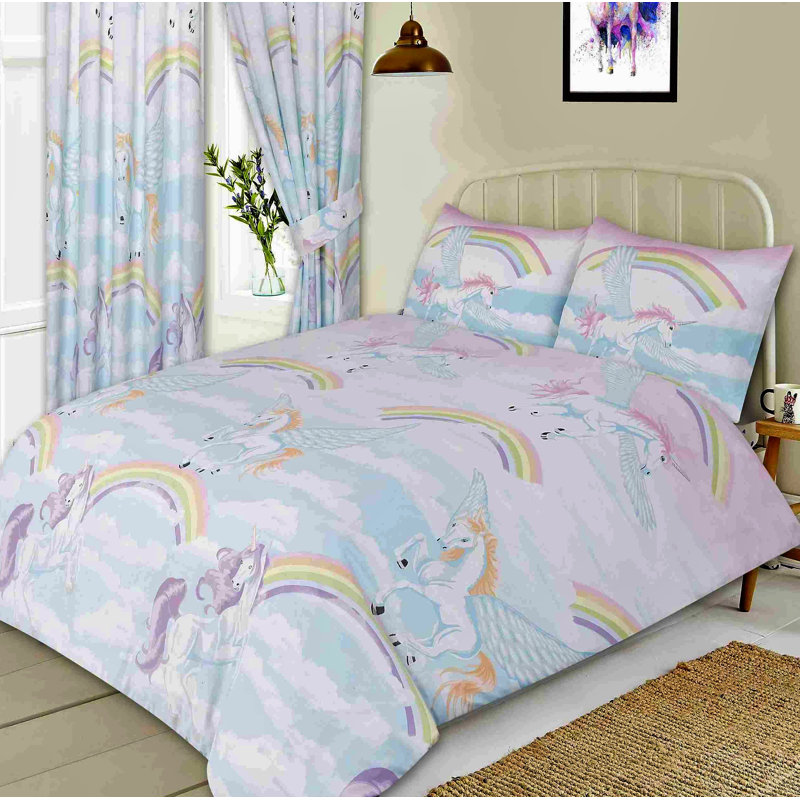 Unicorns 132 TC Duvet Cover Set, Double Duvet Cover + 2 Standard Pillowcases