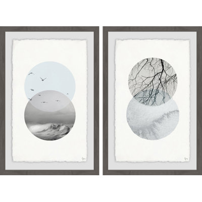 Angiolo «Waves and Branches Diptych» par Eyre Tarney, ensemble de 2 impressions encadrées