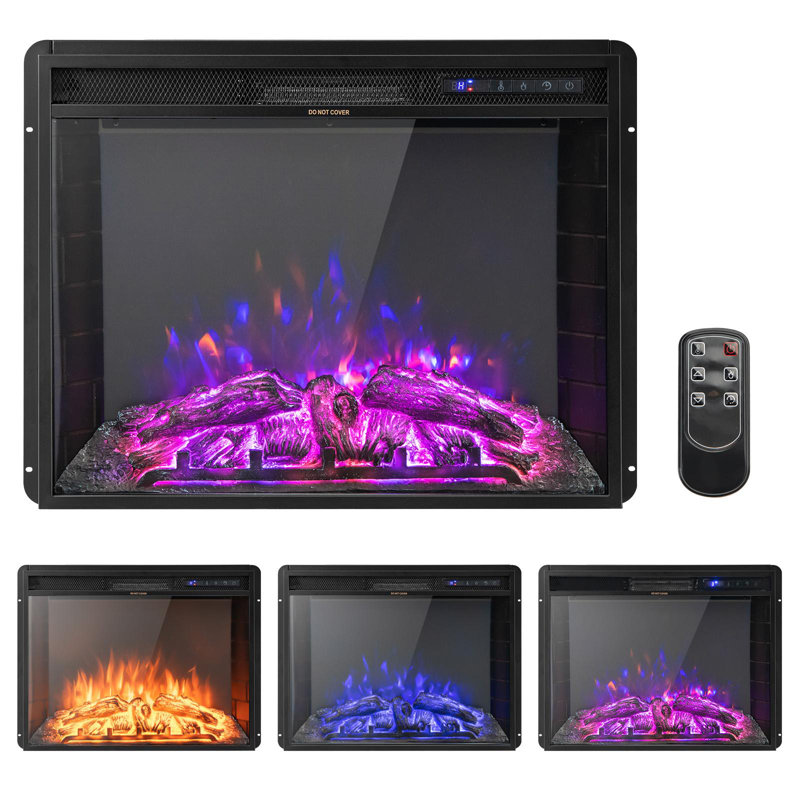 Pauls 26.77'' W Black Electric Fireplace Insert with 5000 BTU