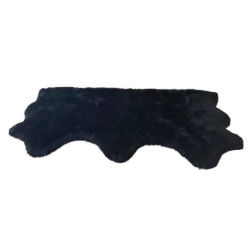 Tapis noir en peau de mouton Amaranta, Nouveauté 3 pi x 4 pi 6 po