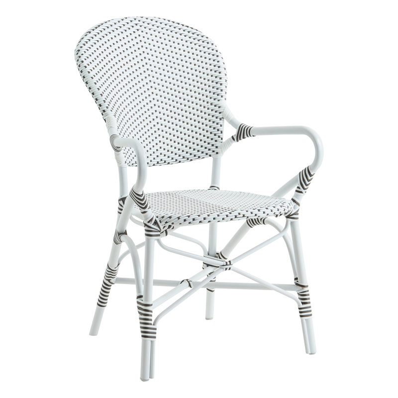 Isabell Outdoor Dining Armchair, White with Cappuccino Dots, White