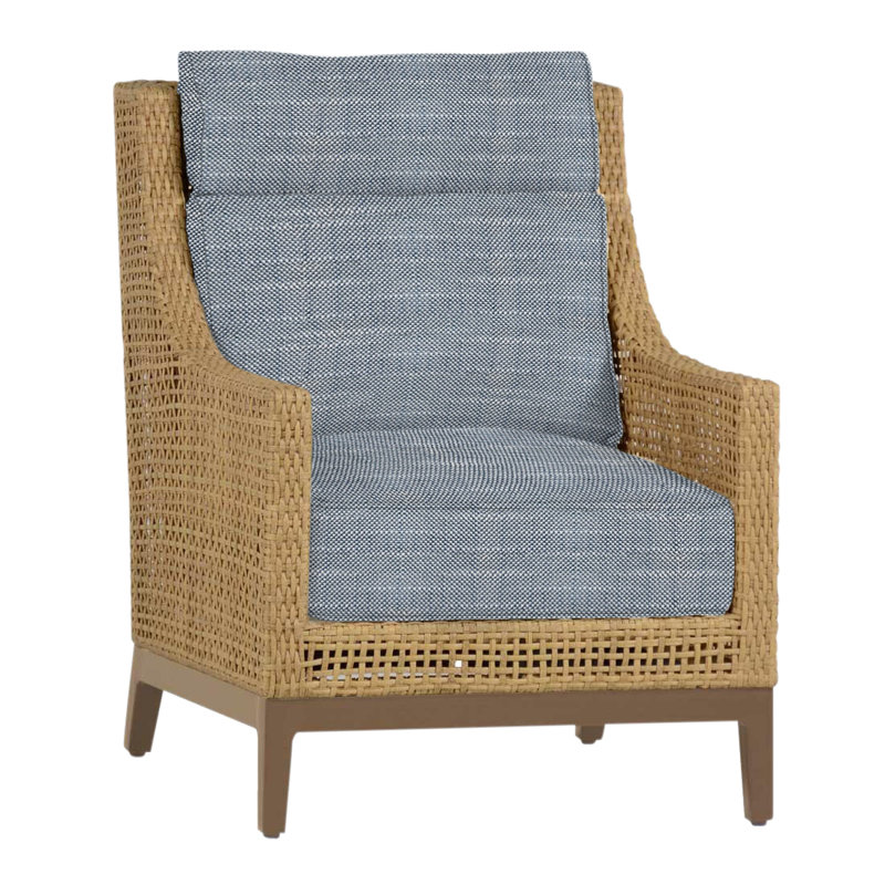 Peninsula Woven Lounge Chair, Light Raffia/Natural Sandalwood, Perigold Ishi Anthracite, No welt + Dream fill