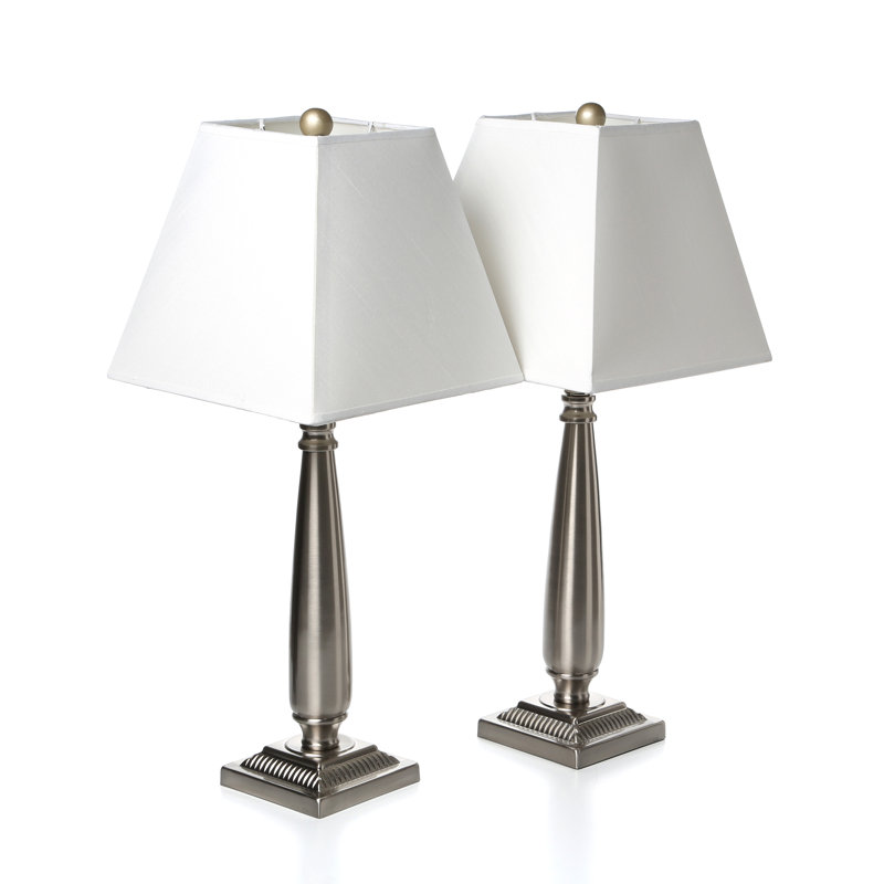 Madison River 24" Table Lamp with Square White Shades Set of 2 Table Lamps