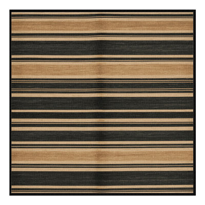 Washable Almond Dark Gray Striped Area Rug