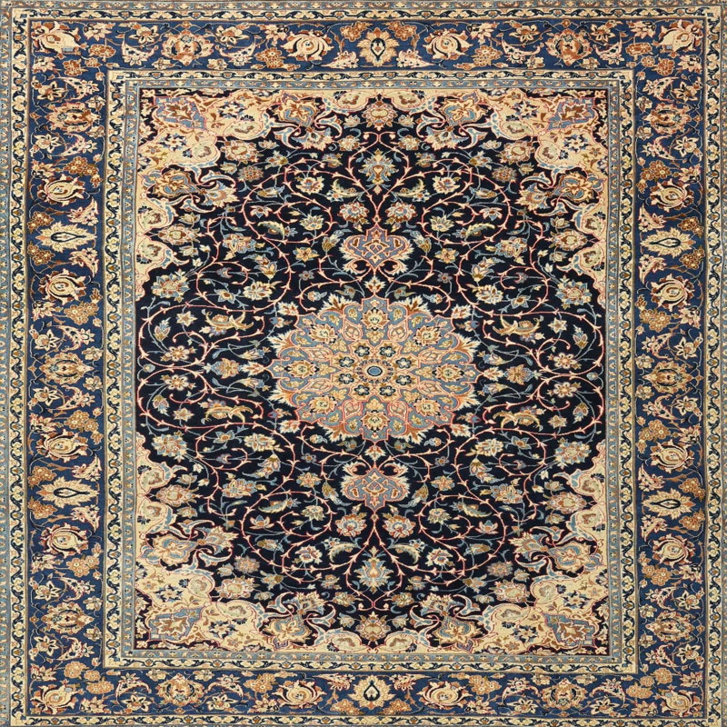 Tapis traditionnel beige / noir Gennep, Rond 5 pi