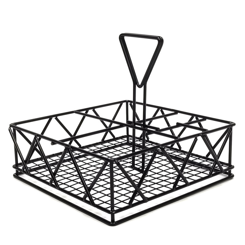 Support d'organisation de condiments pour table en métal noir 8 x 8 x 7 po Fixturedisplays® 9B58961F811A47B4AAA0ADC66A969FFC