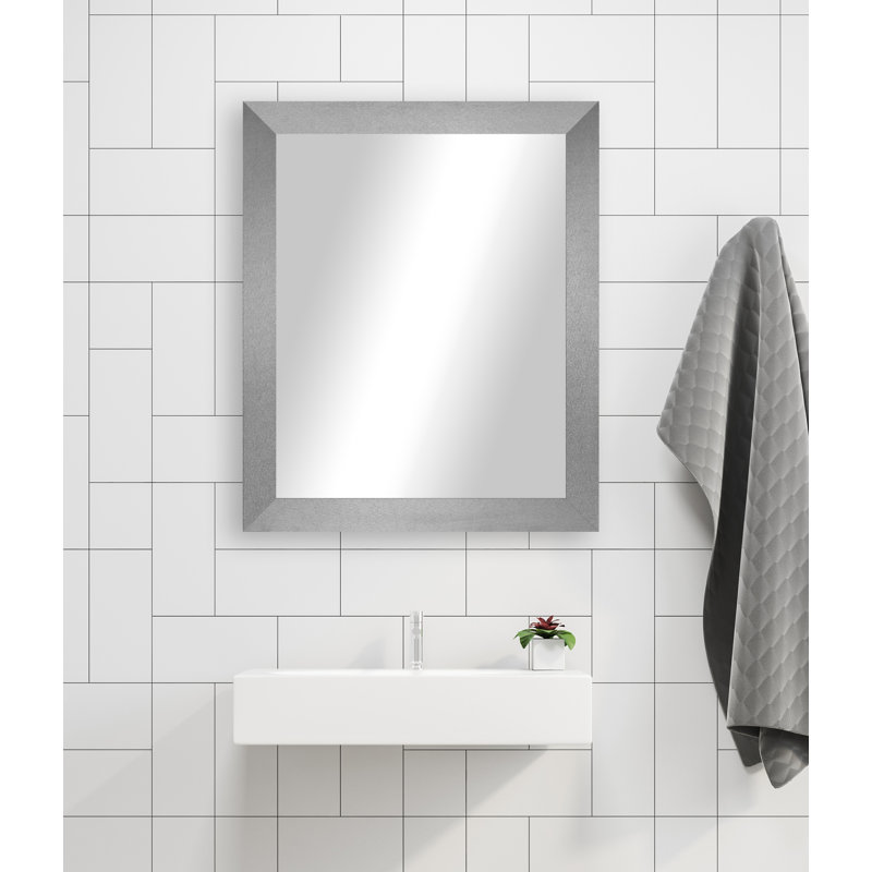 Miroir d'appoint mural Alacazar, 25,5 po x 21,5 po, Argent
