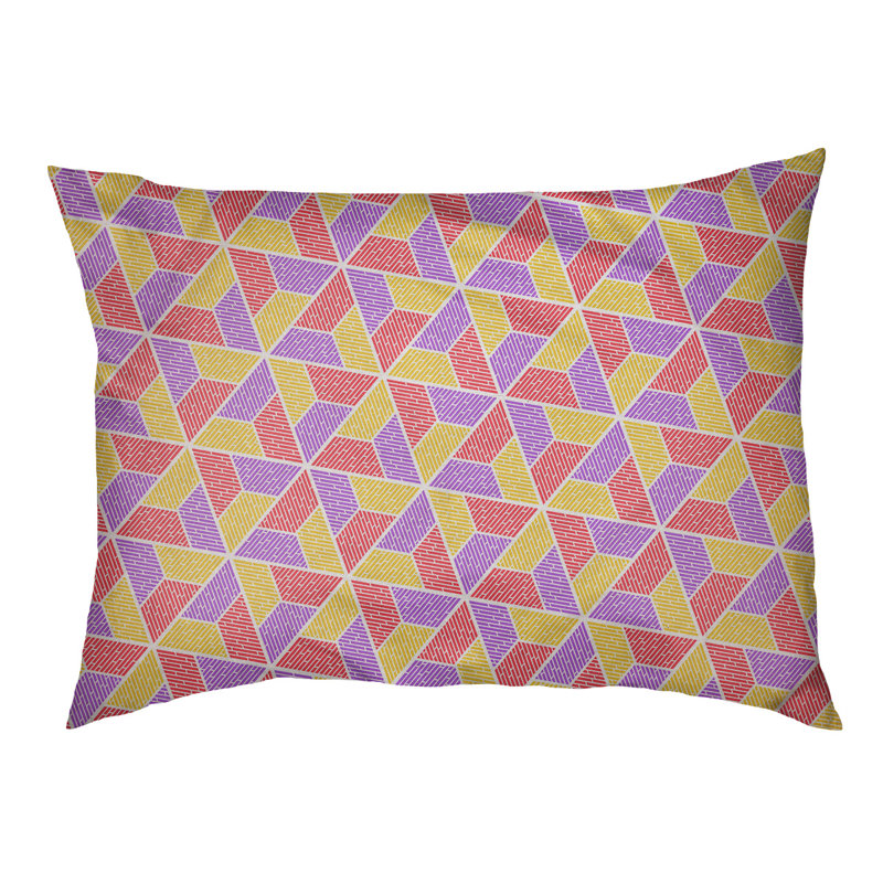 Coussin pour chien Byrge Trapezoids, Très grand (l 50 po x P 40 po x H 42 po), Jaune / mauve / rouge