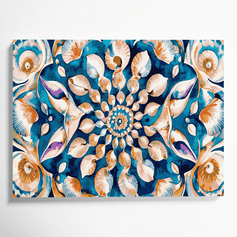«Hawaiian Modern Shell Designs», art mural sur toile beige, H 12 po x l 18 po