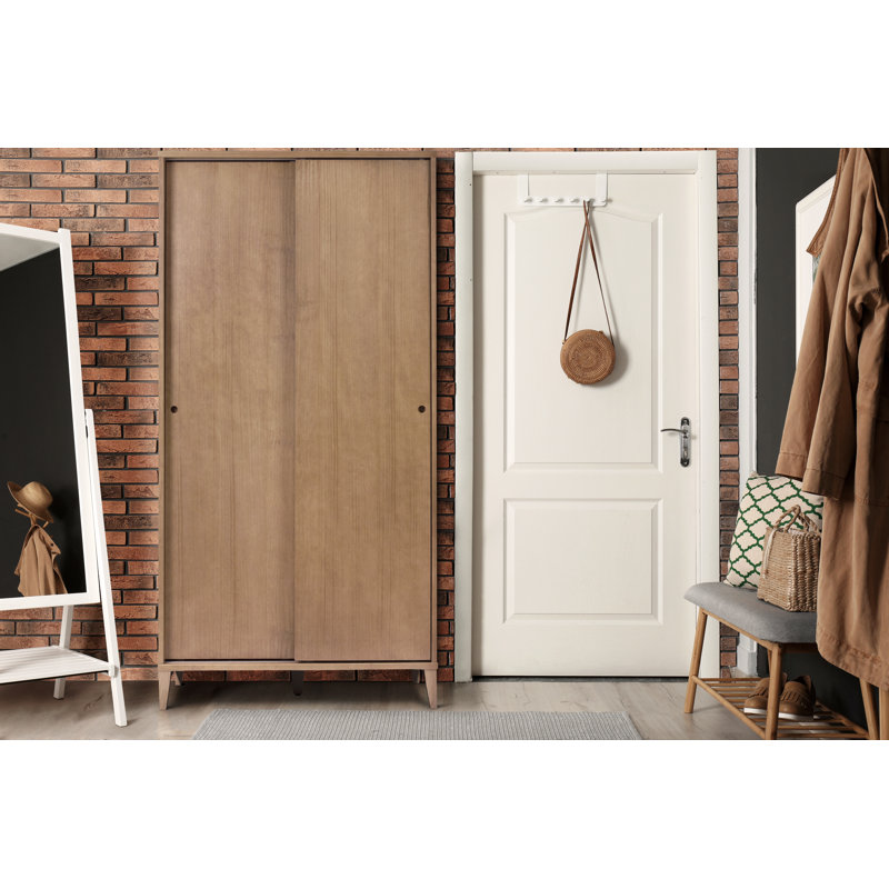 Aubrianna 2 Door Solid Wood Wardrobe, Brown
