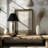 Glossy Black And Brass Metal Tall Candlestick Table Lamp