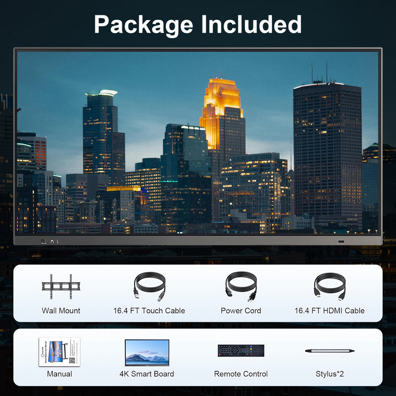 JYXCN Smart Board Interactive Whiteboard All-in-One, Touch Screen Computer with Dual System & Cloud Sharing - Suitable for Classroom, Office & Presentations?