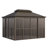 12 ft. W x 10 ft. D Outdoor Hardtop Sunroom Gazebo – Fully Enclosed Aluminum Solarium with Sliding Doors, Slideable PE Screen Windows,  All-Season Pergola with Galvanized Steel Double Roof for Patio, Deck & Hot Tub