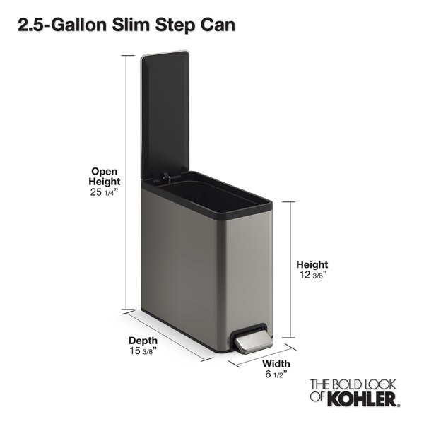 Kohler 20940-ST 13 gal. Stainless Steel Step Trash Can