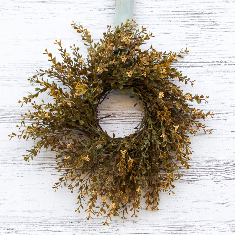 Couronne de bougie buis à graines de blé automne, H 12 po x l 12 po x P 4 po