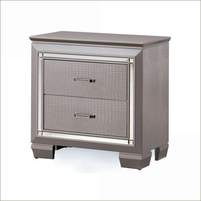 Contemporary Black Nightstand with LED Light &amp; English Dovetail Drawer