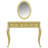 Stylish Oval Mirror Vanity Desk With 3 Drawers For Jewelry Storage, Luxury Console Living Room, Wood Legs Gold Dressing Table And Storage Drawers, Makeup Organization, High - Quality Build-1929538997