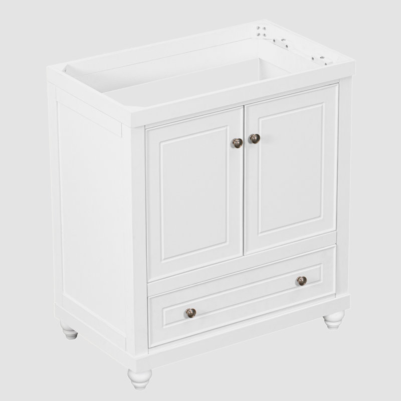 White 30" Freestanding Bathroom Vanity with Drawer and Doors