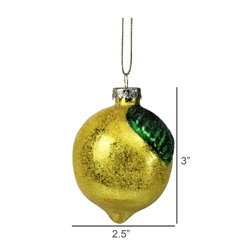 Ornement citron, verre, Jaune/vert