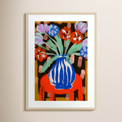 Floral Still Life No 2 by Treechild Wood Framed Wall Art Print