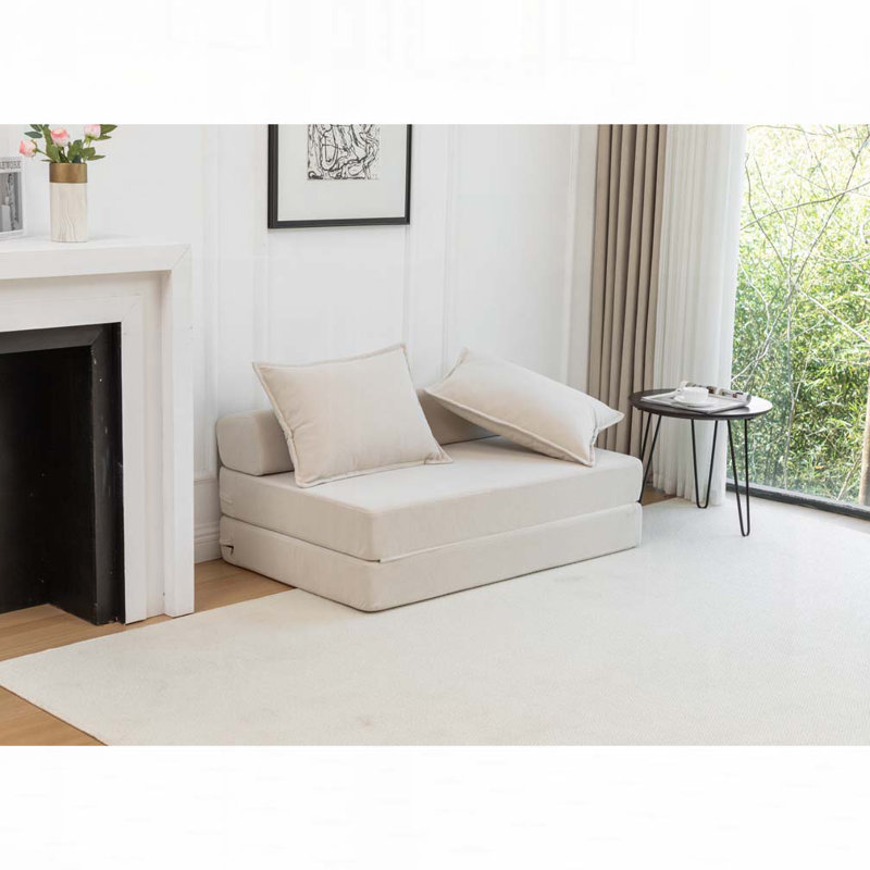Canapé-lit en tissu Corduroy, Beige
