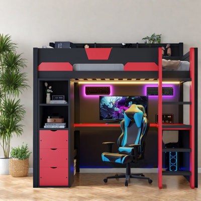 Lits de rangement avec rangement, lit mezzanine simple en bois aggloméré pour petites pièces