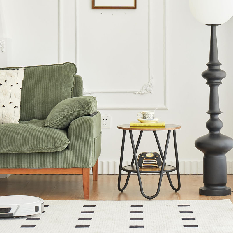 Table d'appoint ronde double épaisseur, Brun