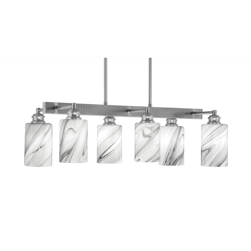 Edge 6 Light Bar With 4" Glass, Brushed Nickel