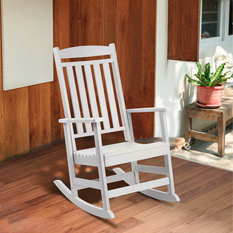 Chaise berçante d'extérieur en plastique Langsa, Blanc