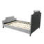 Lit double en tissu de polyfibre gris et structure en bois composite massif avec structure douce