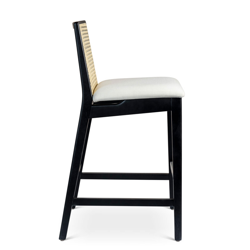 Modern Brazilian Nardia Cane Bar Stool, Bar Stool (29.5" Seat Height), Medley Ivory/Brown/Natural