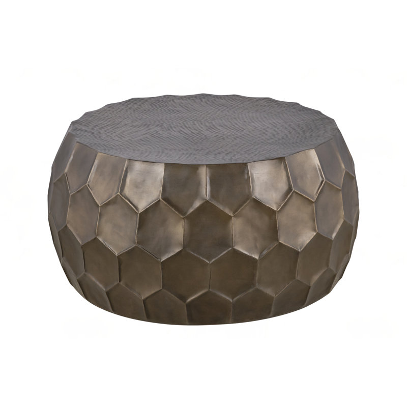 Modern Contemporary Round Aluminum Coffee Table, Gold